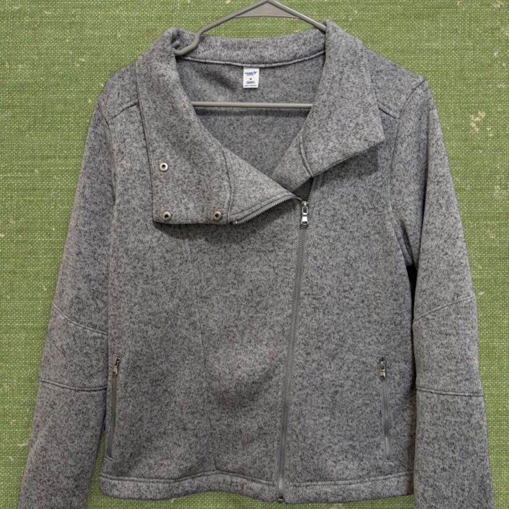 Old Navy Women's Gray Cozy Asymmetric Neck Active Go Dry Zip Up Fleece Size M